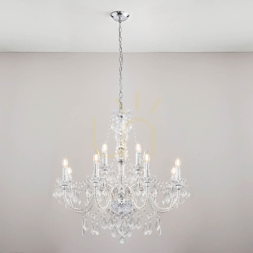 Sprawdź Lampa Wisząca Endon Clarence Chrom 12xE14 Akryl Stal 78 cm
