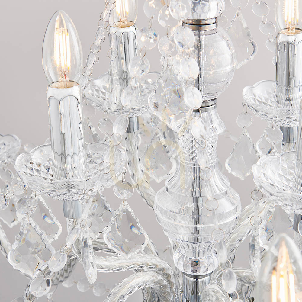 Pokaż Lampa Wisząca Endon Clarence Chrom 12xE14 Akryl Stal 78 cm Lampa Wisząca Endon Clarence Chrom 12xE14 Akryl Stal 78 cm