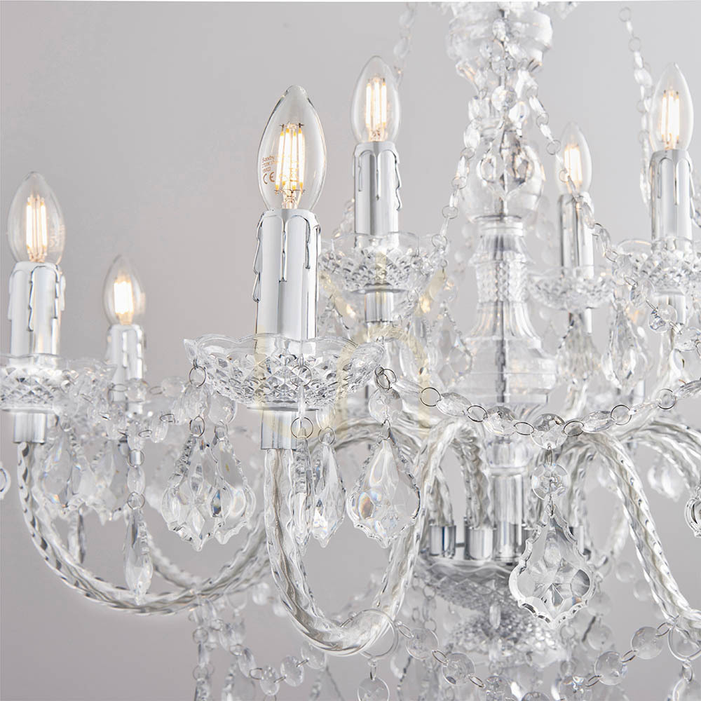 Sprawdź Lampa Wisząca Endon Clarence Chrom 12xE14 Akryl Stal 78 cm Lampa Wisząca Endon Clarence Chrom 12xE14 Akryl Stal 78 cm