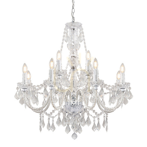 Sprawdź Lampa Wisząca Endon Clarence Chrom 12xE14 Akryl Stal 78 cm