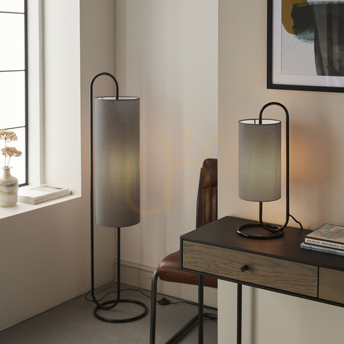 Sprawdź Lampa stołowa Endon szara stalowa E27 50 cm