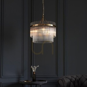 Lampa wisząca Endon Marietta 99167 antyczny mosiądz 3xE14 szklane pręciki Ø40 cm small 4