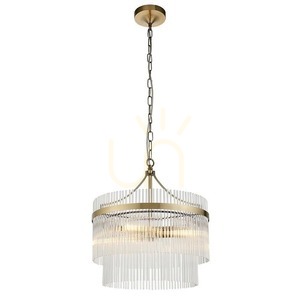 Lampa wisząca Endon Marietta 99167 antyczny mosiądz 3xE14 szklane pręciki Ø40 cm small 9