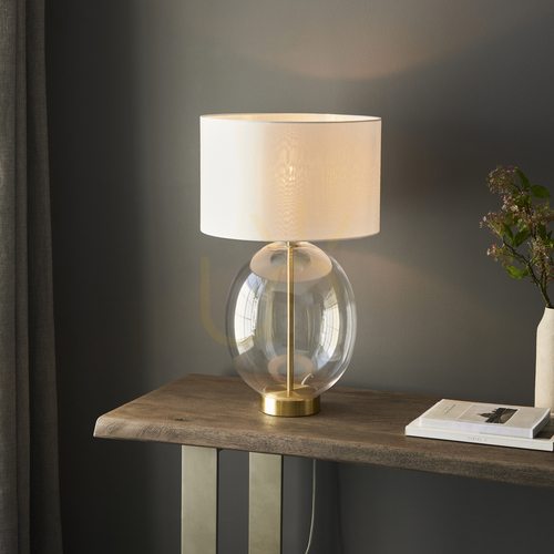 Sprawdź Lampa stołowa Endon KELDA OVAL mosiądz i szkło, ściemniacz dotykowy, 57,8 cm