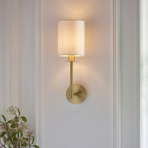 Kinkiet Endon Sancerre mosiądz Vintage White tkanina E14 dimmable small 4