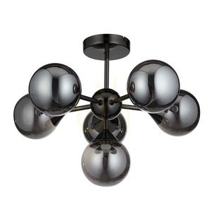 Lampa sufitowa Endon Oscar czarna 6xG9 49,8 cm stal szkło small 1
