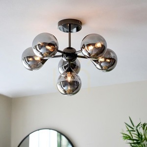 Lampa sufitowa Endon Oscar czarna 6xG9 49,8 cm stal szkło small 3