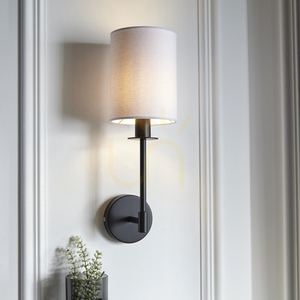 Kinkiet Endon Sancerre czarny vintage white tkanina E14 1-punktowy dimmable small 3