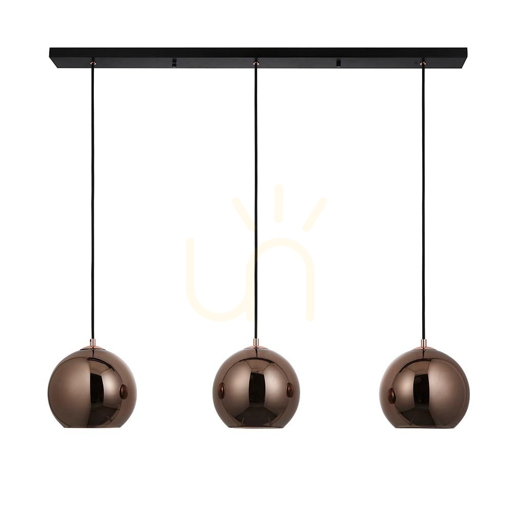 Zobacz Lampa wisząca Endon Boli czarna 3xE27 stal szkło Lampa wisząca Endon Boli czarna 3xE27 stal szkło