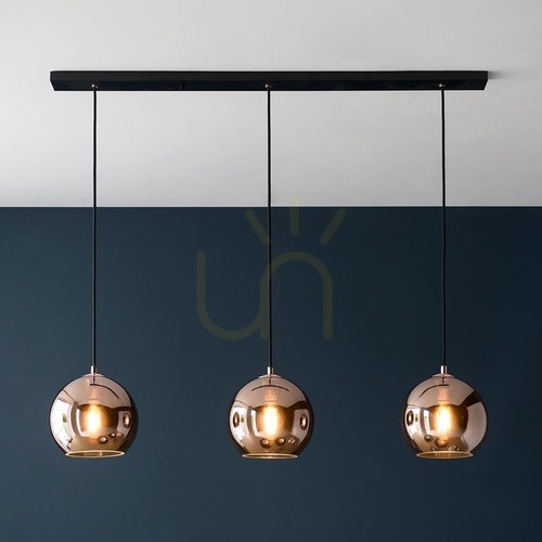 Sprawdź Lampa wisząca Endon Boli czarna 3xE27 stal szkło miedziane