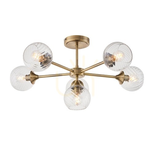 Sprawdź Lampa sufitowa Endon Allegra mosiądz 6xE14 szkło 64 cm