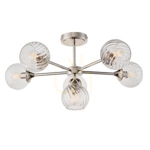 Lampa półplafon Endon Allegra jasny nikiel 6xE14 szkło spiralne 64 cm 104050 small 1