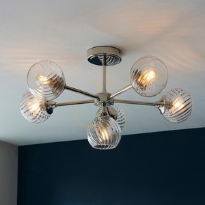 Lampa półplafon Endon Allegra jasny nikiel 6xE14 szkło spiralne 64 cm 104050 small 3