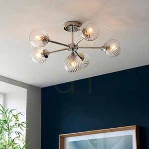 Lampa półplafon Endon Allegra jasny nikiel 6xE14 szkło spiralne 64 cm 104050 small 4