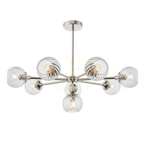Lampa wisząca Endon Allegra srebrna 8xE14 stal szkło 77 cm 0 Lampa wisząca Endon Allegra srebrna 8xE14 stal szkło 77 cm small 0