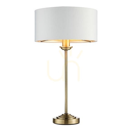 Sprawdź Lampa stołowa Endon Highclere, antyczny mosiądz, biały vintage, E14, 44,7 cm