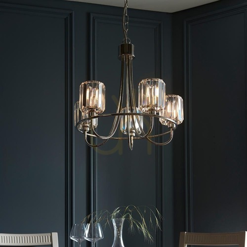 Sprawdź Lampa wisząca Endon Berenice srebrna 5x E14 szklana regulowana