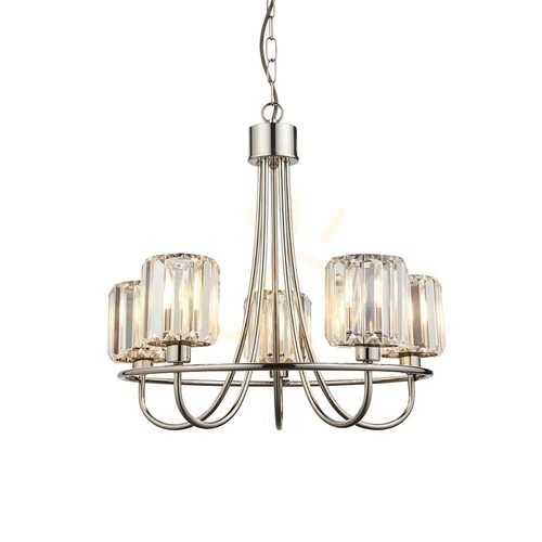 Sprawdź Lampa wisząca Endon Berenice srebrna 5x E14 szklana regulowana