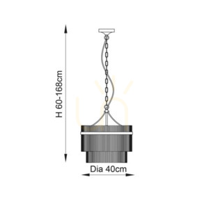 Lampa wisząca Endon Marietta srebrna 3xE14 szklana, dimmowalna 40 cm small 2