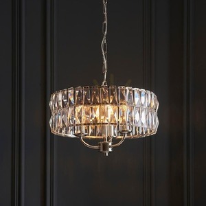 Lampa wisząca Endon Clifton 104466 nikiel polerowany, szkło fasetowane, 3×E14 max 6 W, Ø38,5 cm small 3