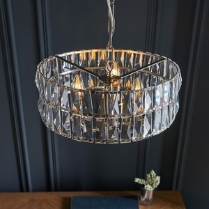Lampa wisząca Endon Clifton 104466 nikiel polerowany, szkło fasetowane, 3×E14 max 6 W, Ø38,5 cm small 5