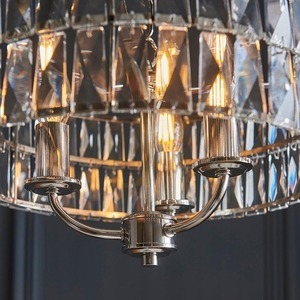 Lampa wisząca Endon Clifton 104466 nikiel polerowany, szkło fasetowane, 3×E14 max 6 W, Ø38,5 cm small 8
