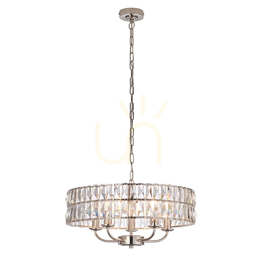 Zobacz Lampa wisząca Endon Clifton srebrna 5xE14 szkło stal dimmable Lampa wisząca Endon Clifton srebrna 5xE14 szkło stal dimmable