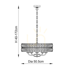 Lampa wisząca Endon Clifton srebrna 5xE14 szkło stal dimmable 2 Lampa wisząca Endon Clifton srebrna 5xE14 szkło stal dimmable small 2
