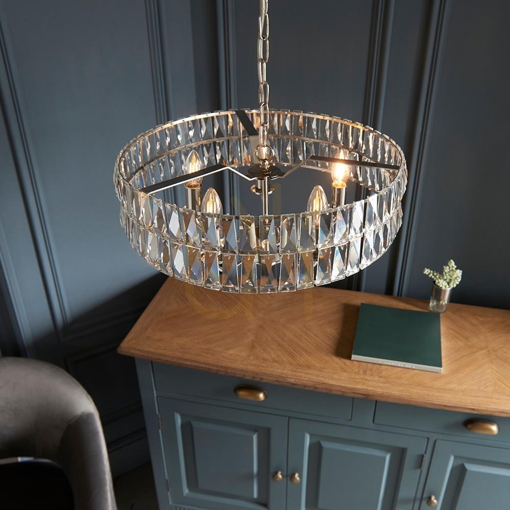 Sprawdź Lampa wisząca Endon Clifton srebrna 5xE14 szkło stal dimmable Lampa wisząca Endon Clifton srebrna 5xE14 szkło stal dimmable