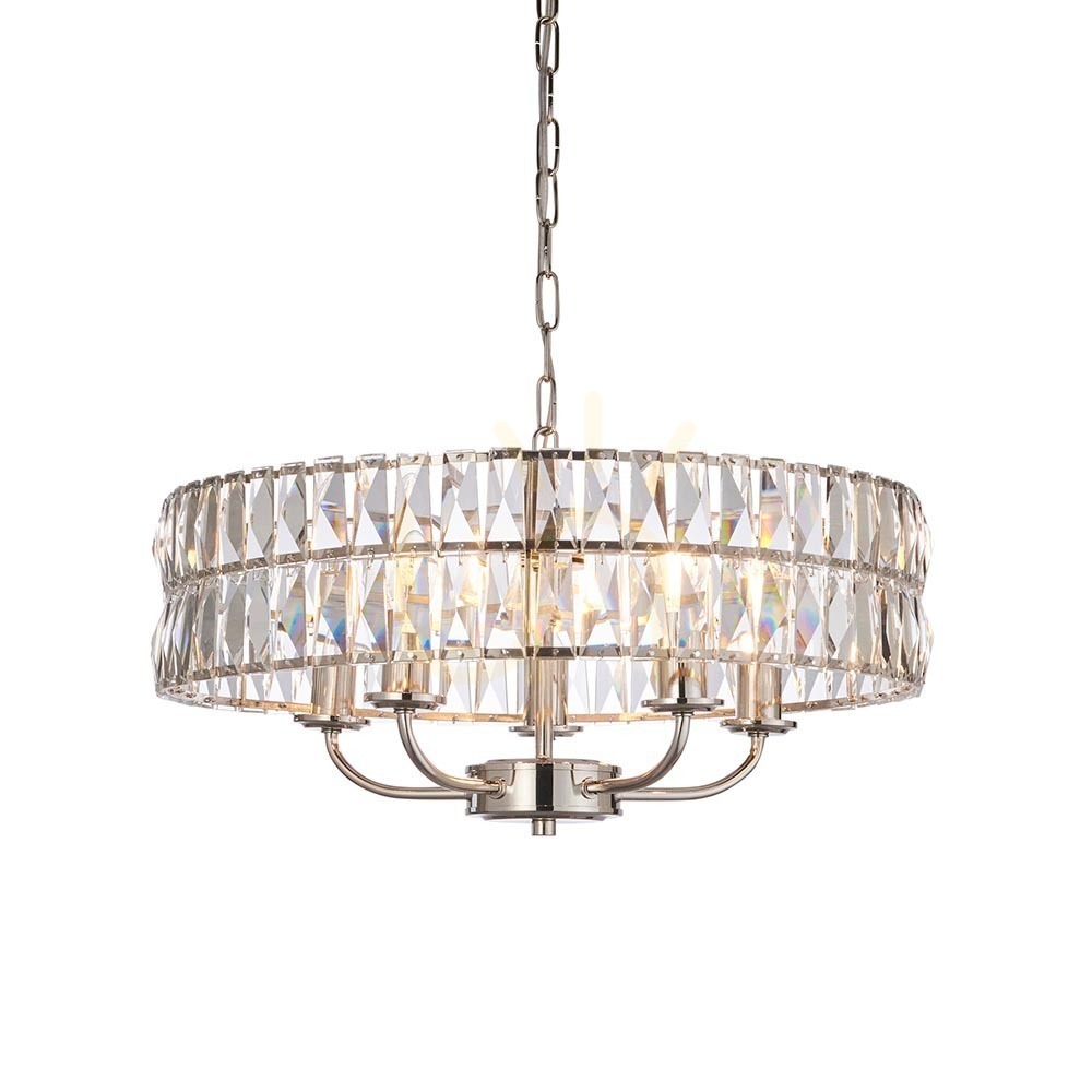 Sprawdź Lampa wisząca Endon Clifton srebrna 5xE14 szkło stal dimmable Lampa wisząca Endon Clifton srebrna 5xE14 szkło stal dimmable