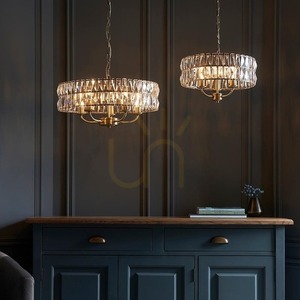 Lampa wisząca Endon CLIFTON 106244, 5 x E14 maks. 6 W, szkło szlifowane, antyczny mosiądz, ø50,5 cm small 1