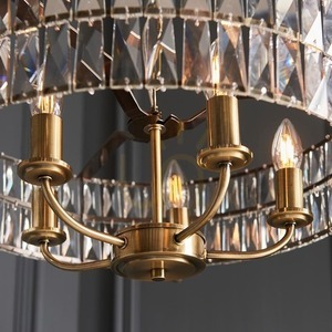 Lampa wisząca Endon CLIFTON 106244, 5 x E14 maks. 6 W, szkło szlifowane, antyczny mosiądz, ø50,5 cm small 8