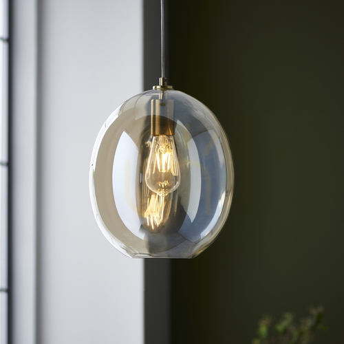 Sprawdź Lampa wisząca Endon Kelda Oval mosiądz szkło 26 cm E27 duetdimmer