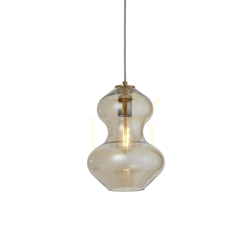 Sprawdź Lampa wisząca Endon Kelda 106681 – satynowy mosiądz, szkło szampańskie, Ø 23 cm