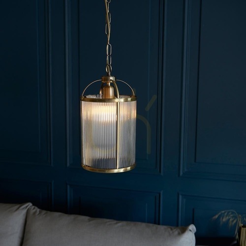 Sprawdź Lampa wisząca Endon Lambeth Ribbed mosiądz, szkło, E27, 20 cm