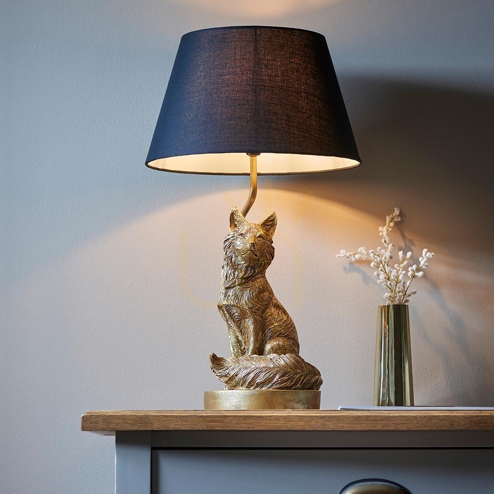 Wyświetl Lampa stołowa Endon Fox czarna 53 cm E14 granatowy klosz Lampa stołowa Endon Fox czarna 53 cm E14 granatowy klosz