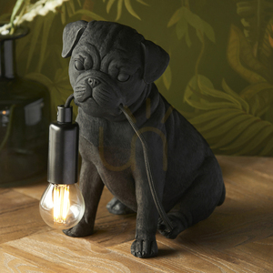 Lampa stołowa Endon Pug Puppy czarna z żywicy i stali, E14 small 2