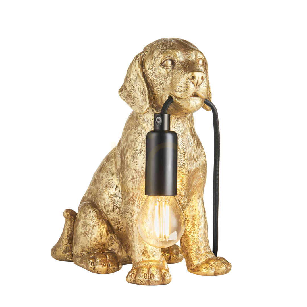 Sprawdź Lampa stołowa Endon Labrador Puppy czarna z żywicy i stali Lampa stołowa Endon Labrador Puppy czarna z żywicy i stali