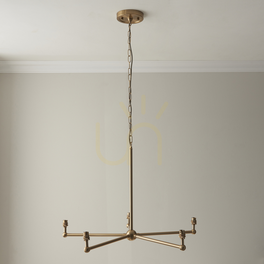 Wyświetl Lampa wisząca Endon Santiago mosiądz 5-ramienna, stal, 78,5 cm Lampa wisząca Endon Santiago mosiądz 5-ramienna, stal, 78,5 cm