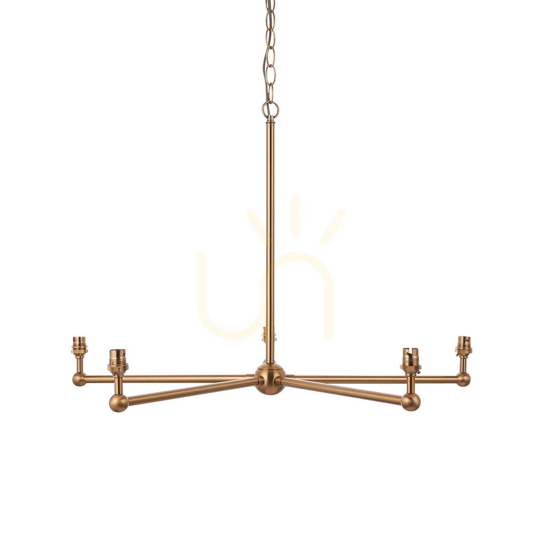 Sprawdź Lampa wisząca Endon Santiago mosiądz 5-ramienna, stal, 78,5 cm Lampa wisząca Endon Santiago mosiądz 5-ramienna, stal, 78,5 cm