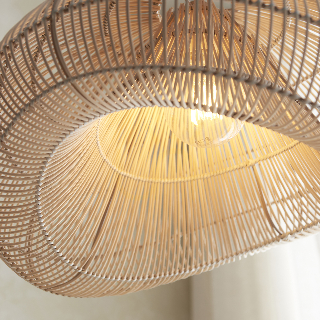 Pokaż Lampa wisząca Endon Misra brązowa rattan stal E27 54 cm Lampa wisząca Endon Misra brązowa rattan stal E27 54 cm