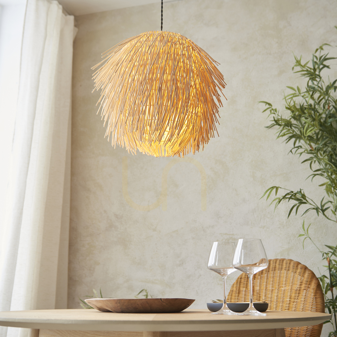 Zobacz Lampa wisząca Endon Pushpa brązowa rattan stal E27 47 cm Lampa wisząca Endon Pushpa brązowa rattan stal E27 47 cm