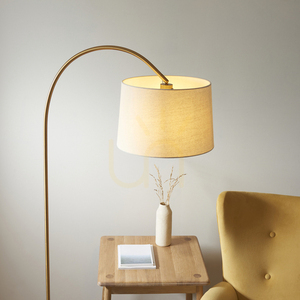 Lampa stojąca Endon Carlson mosiężna, naturalny klosz, E27 3 Lampa stojąca Endon Carlson mosiężna, naturalny klosz, E27 small 3