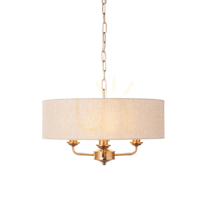 Lampa wisząca Endon Highclere mosiądz 3xE14 naturalna tkanina 0 Lampa wisząca Endon Highclere mosiądz 3xE14 naturalna tkanina small 0