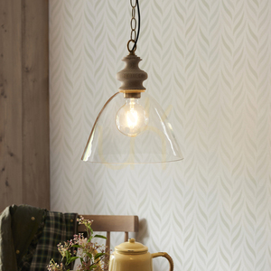 Lampa Wisząca Endon Cotswold Mosiądz Drewno Szkło E27 small 5