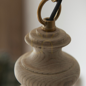 Lampa Wisząca Endon Cotswold Mosiądz Drewno Szkło E27 small 7