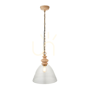 Lampa Wisząca Endon Cotswold Mosiądz Drewno Szkło E27 small 9