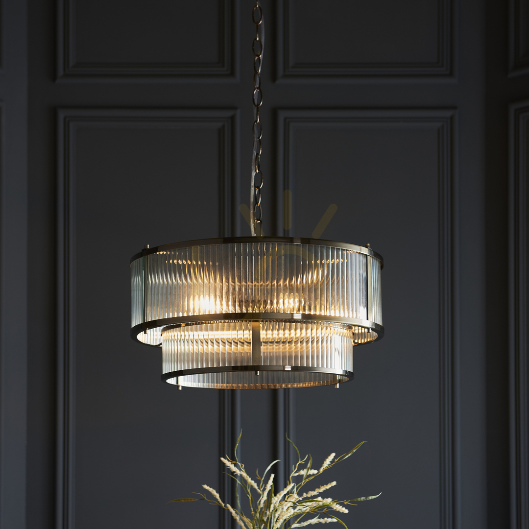 Pokaż Lampa wisząca Endon Ridgeton mosiądz 5xE14 50 cm Lampa wisząca Endon Ridgeton mosiądz 5xE14 50 cm