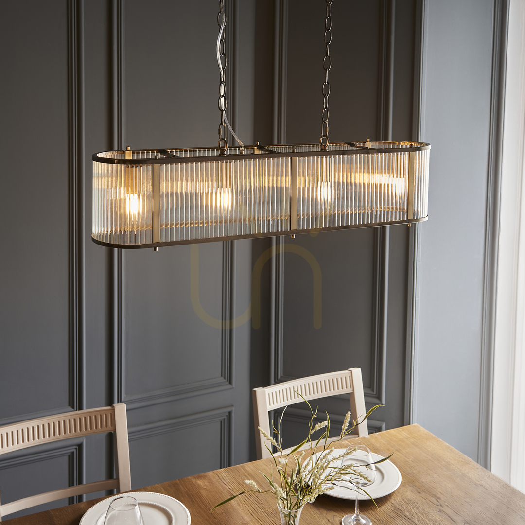 Wyświetl Lampa Wisząca Endon Ridgeton Mosiądz 4xE14 Szklana Regulowana Lampa Wisząca Endon Ridgeton Mosiądz 4xE14 Szklana Regulowana
