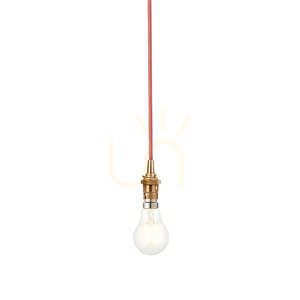 Lampa wisząca Endon Eltham mosiężna z czerwonym przewodem B22 111512 small 0